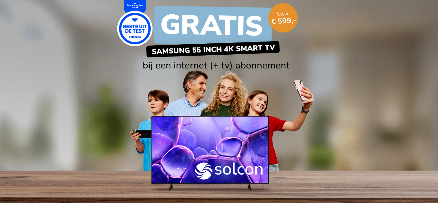Solcon actie: Gratis Samsung 4K tv bij internetabonnement